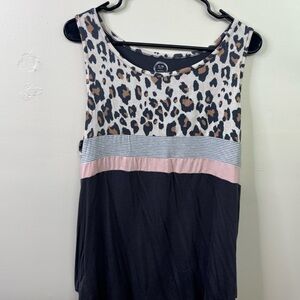 Maurices Leopard Colorblock Tank Top - Black, Pink & Tan
